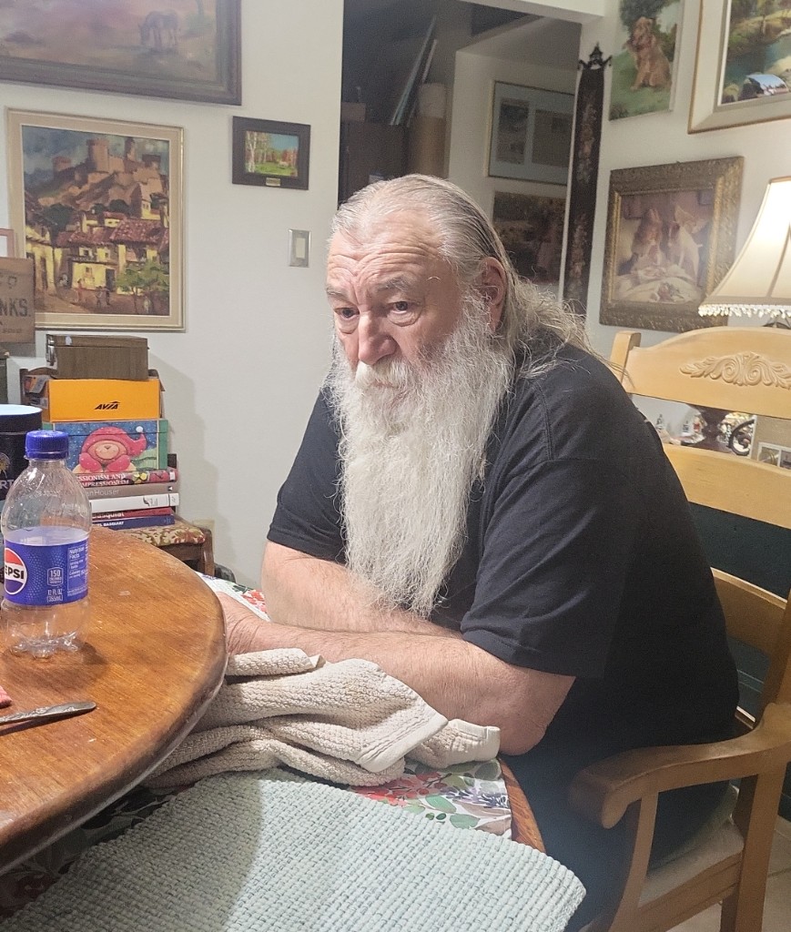 Papaw at the kitchen table at home